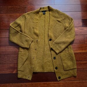 Fall dark yellow button up cardigan small
